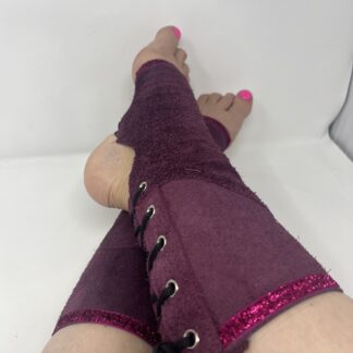 Plum Suede with Glitter Trim Trapeze Boots (Gaiters)