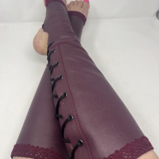 Plum with Lace Trim Trapeze Boots (Gaiters)